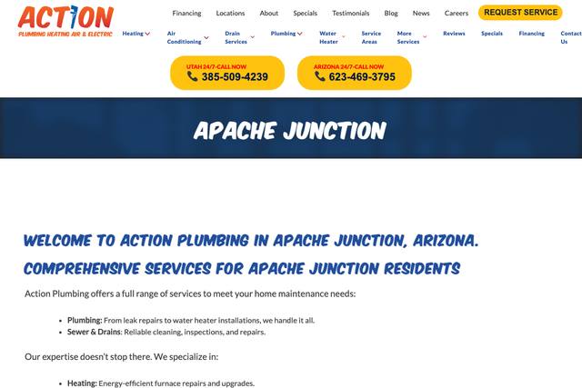 The page on actionplumbing.net the assistants read