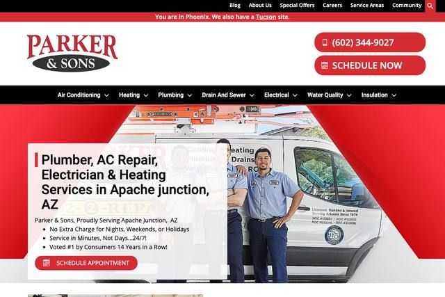 The page on parkerandsons.com the assistants read
